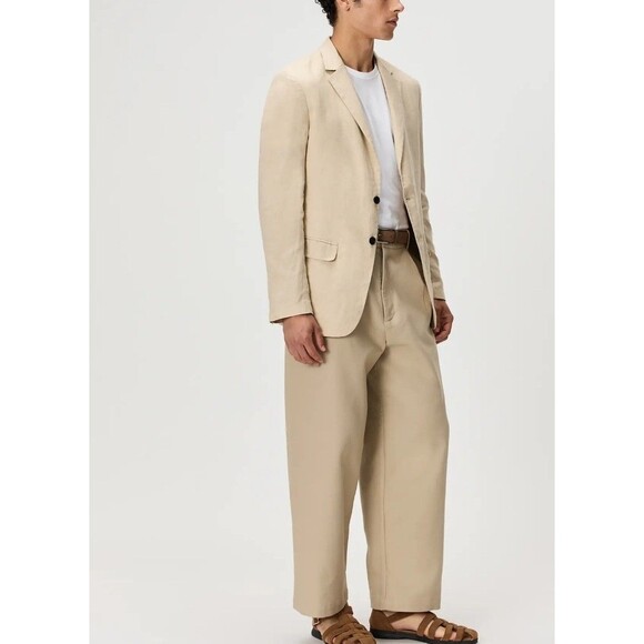 Quince Mens 100% European Linen Blazer XL New Beige Neutral Breathable Casual - Picture 8 of 13